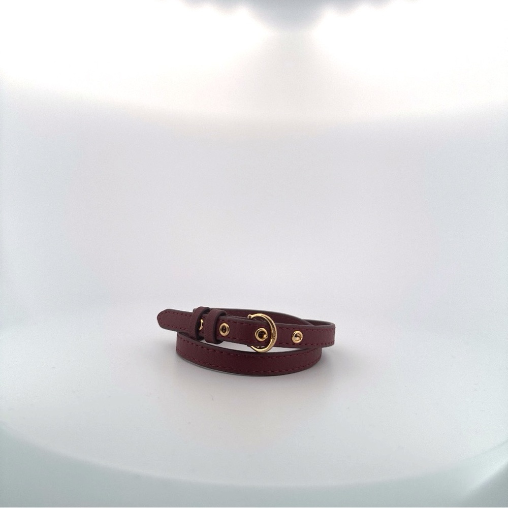 Coach Burgundy Leather Bracelet with Gold Accents - Picture 4 of 4